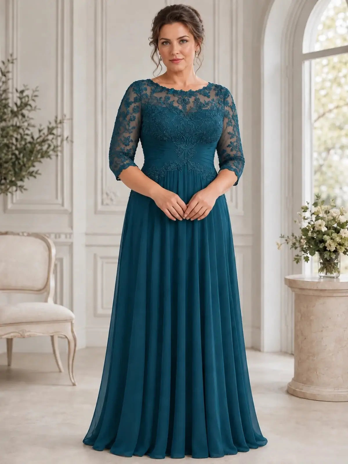A-Line Mother of the Bride Dress with Pleated Details