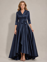 Surplice Neck Mother of the Bride Dress with Sash