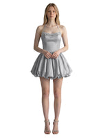 Beading Bubble Hem Mini Dress 