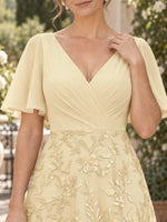 Surplice Neck Mother of the Bride Dress with Ruched Bodice