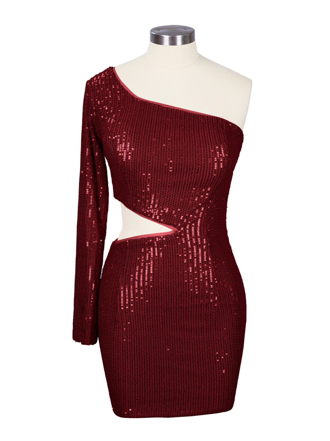Waist Cutout One Shoulder Mini Dress 