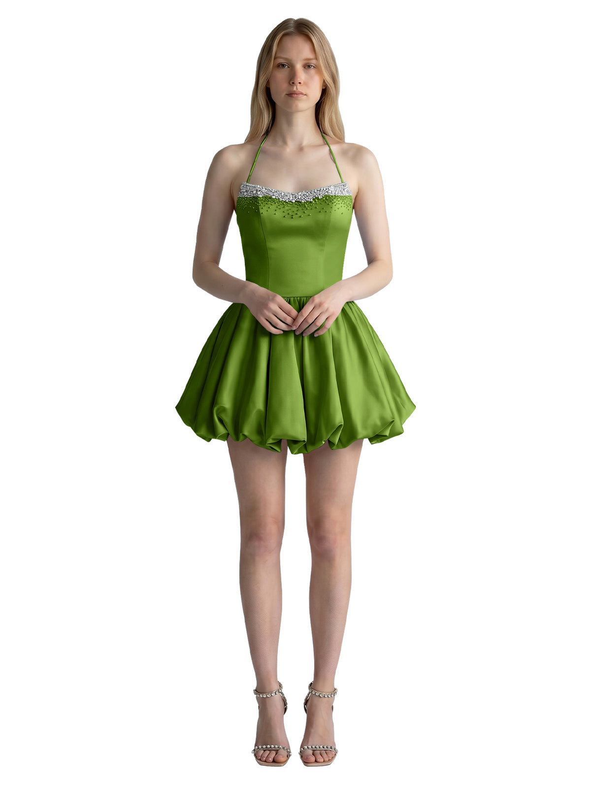 Beading Bubble Hem Mini Dress 
