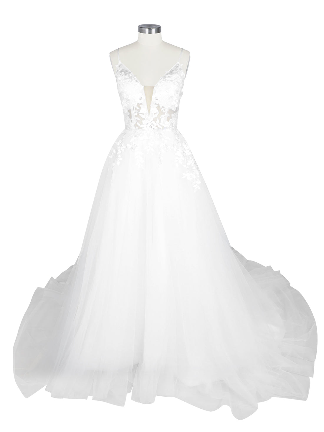 Illusion Spaghetti Straps Wedding Dress 