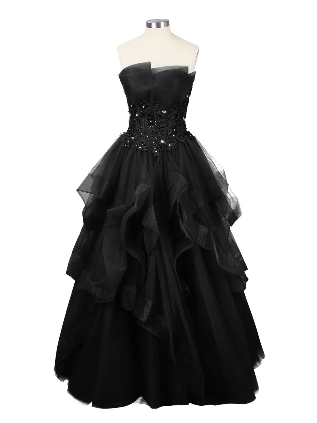 Tiered Strapless Prom Dress 