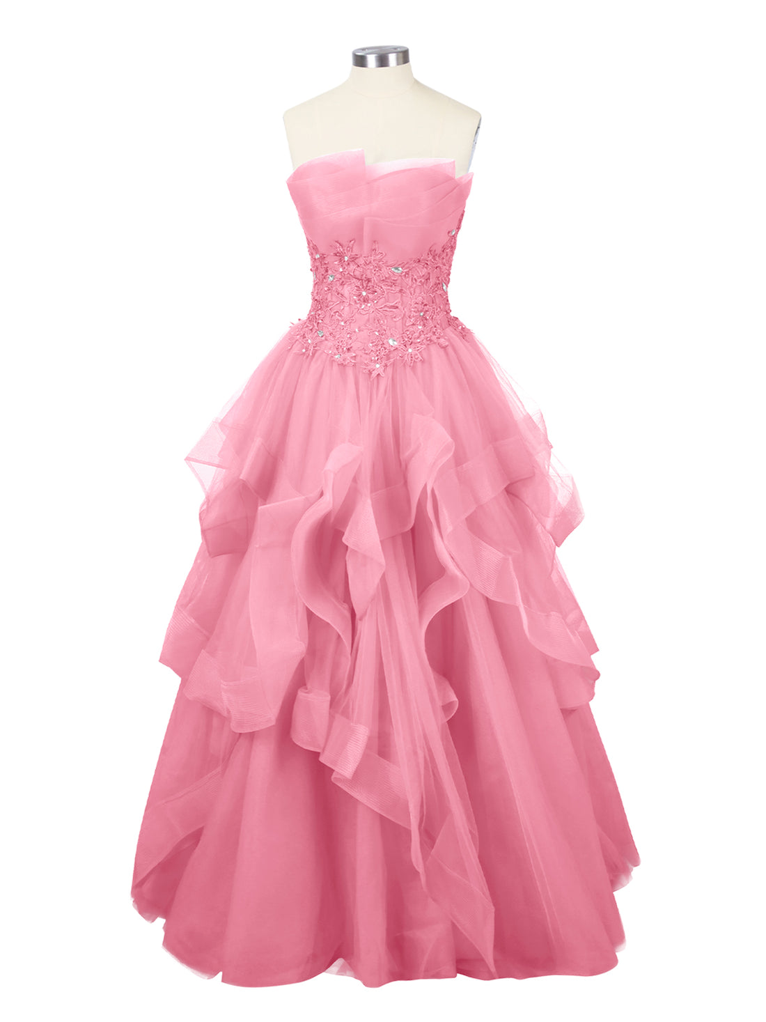 Tiered Strapless Prom Dress 
