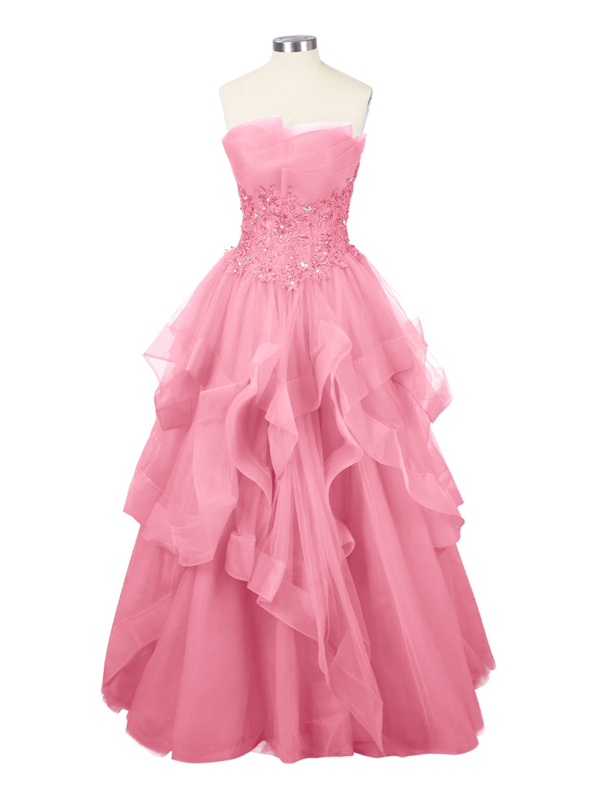Tiered Strapless Prom Dress 