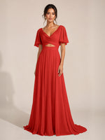 Cowl Neck Bridesmaid Dress with Cut-Out Detail