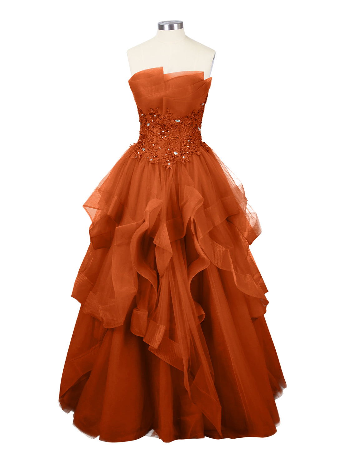 Tiered Strapless Prom Dress 