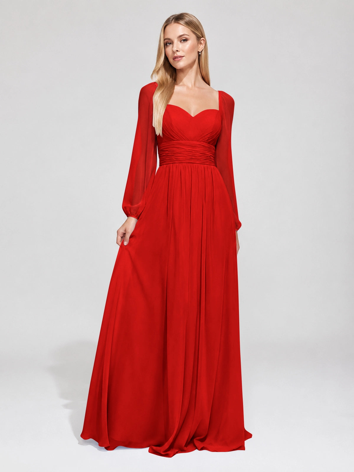 Elegant A-line Bridesmaid Dress with Long Sleeves