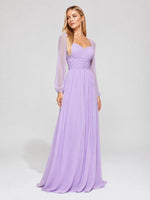 Elegant A-line Bridesmaid Dress with Long Sleeves