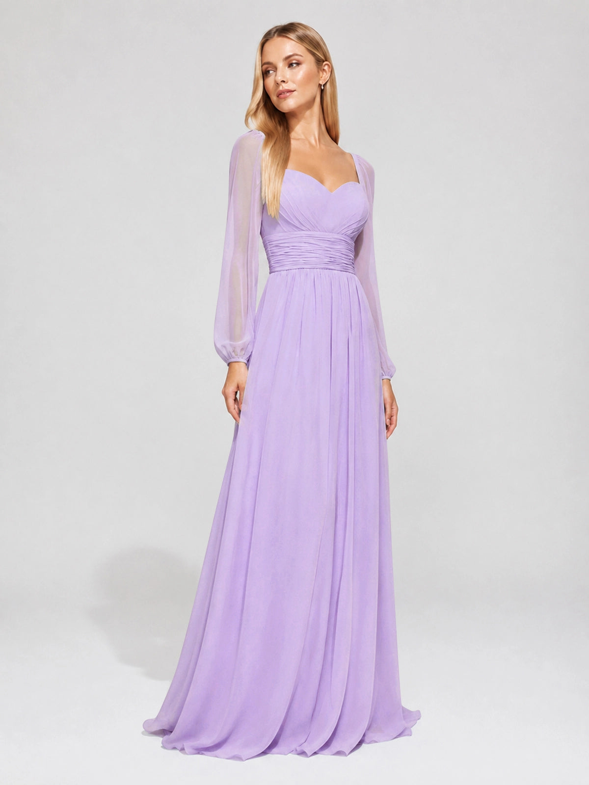 Elegant A-line Bridesmaid Dress with Long Sleeves