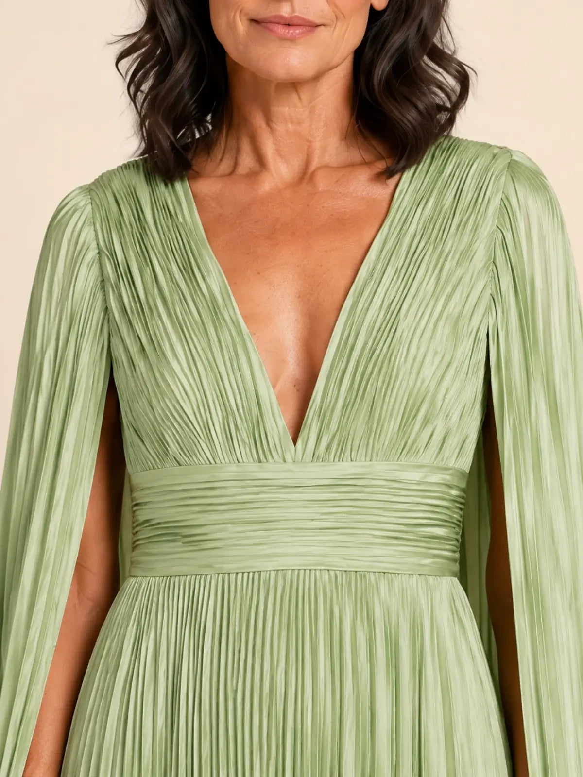 Chiffon Mother of the Bride Dress with Cape Sleeves