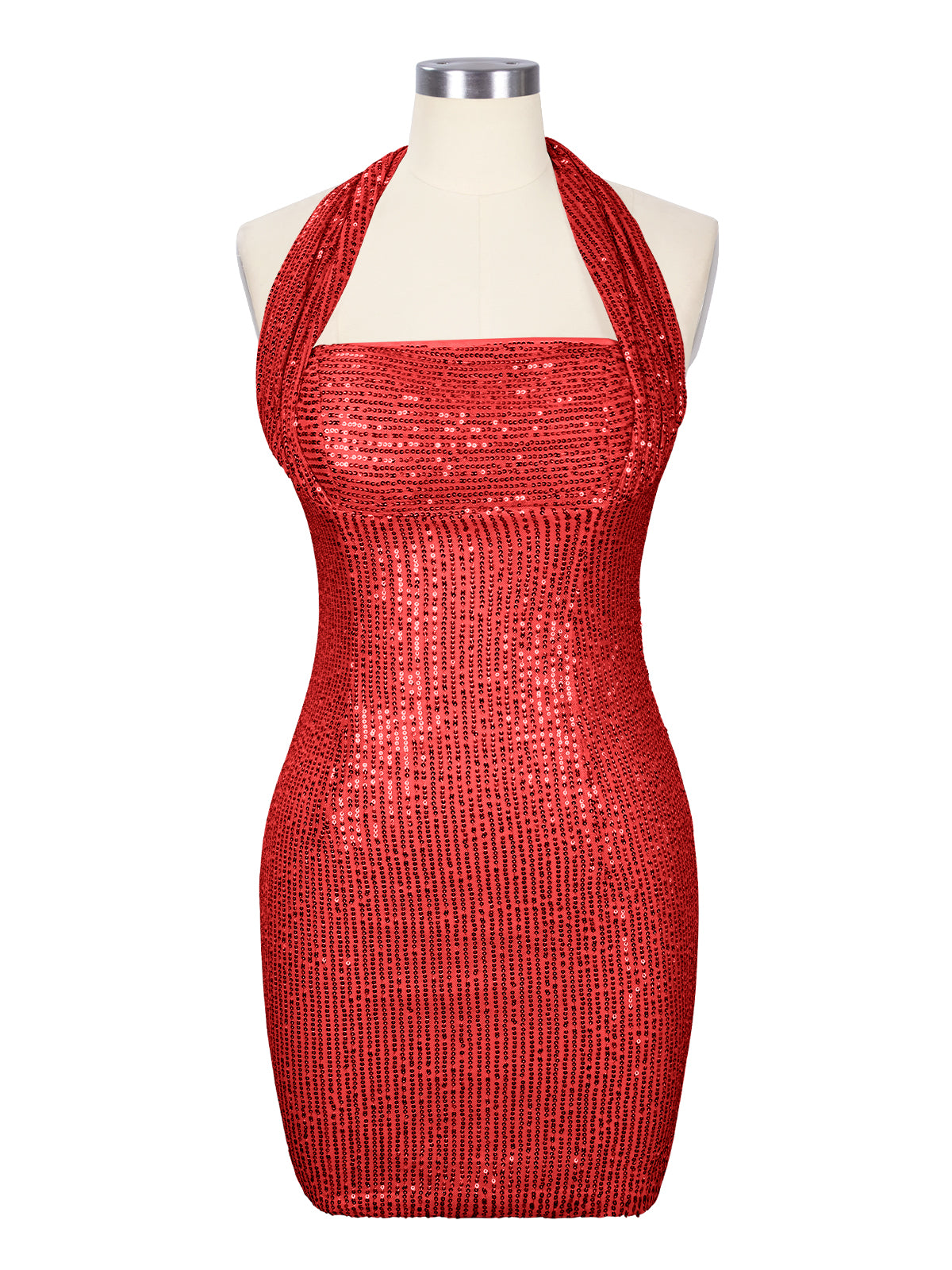 Halter Sequin Sheath Mini Dress 