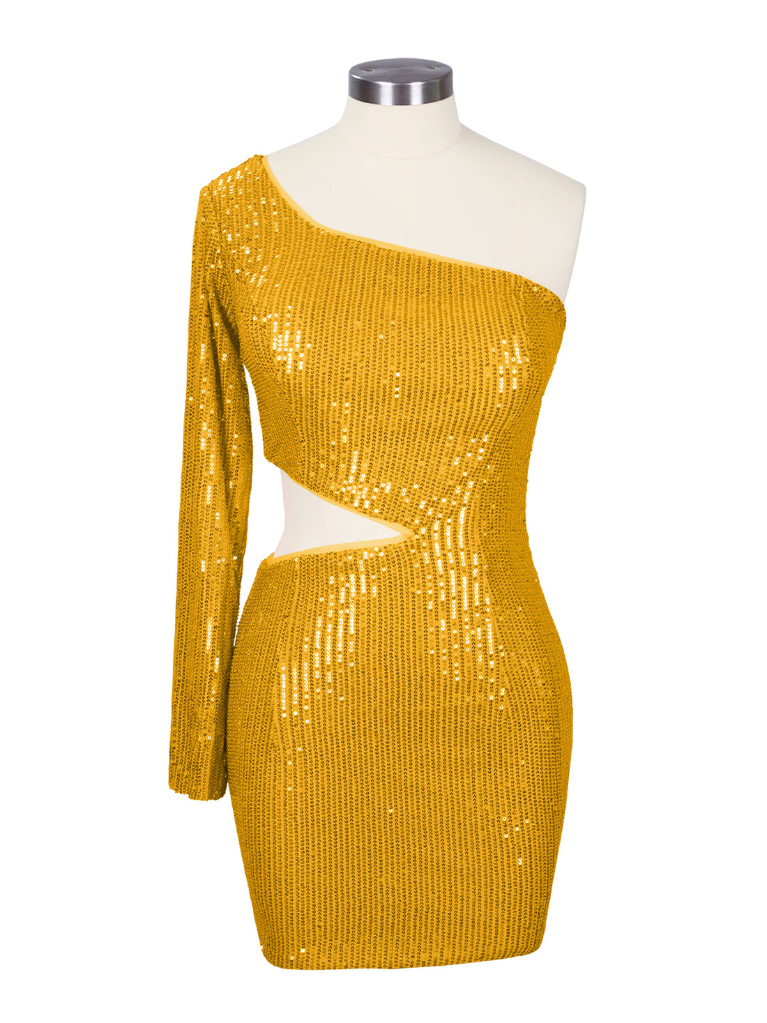 Waist Cutout One Shoulder Mini Dress 