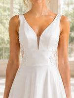 Satin Wedding Dress with Illusion Mesh Back