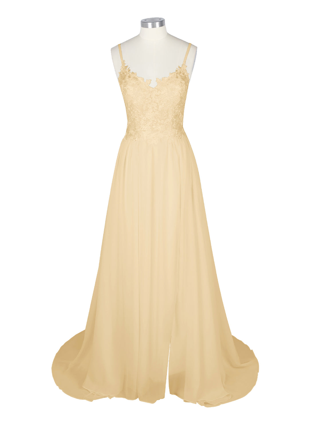 Applique Slit Chiffon Wedding Dress 