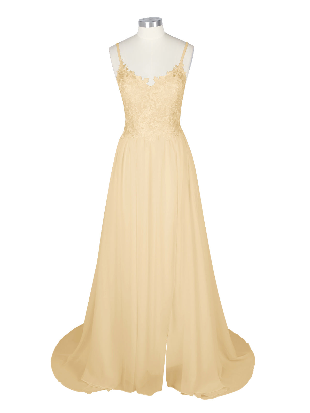 Applique Slit Chiffon Wedding Dress 