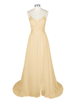Applique Slit Chiffon Wedding Dress 