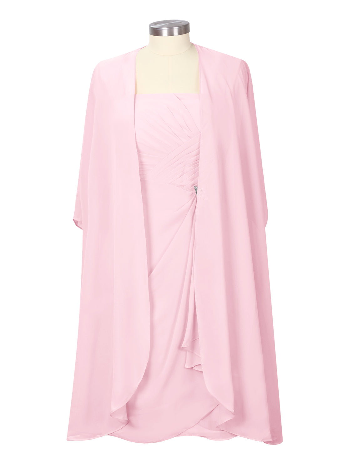 Ruched Chiffon Two-Piece Dress Set 