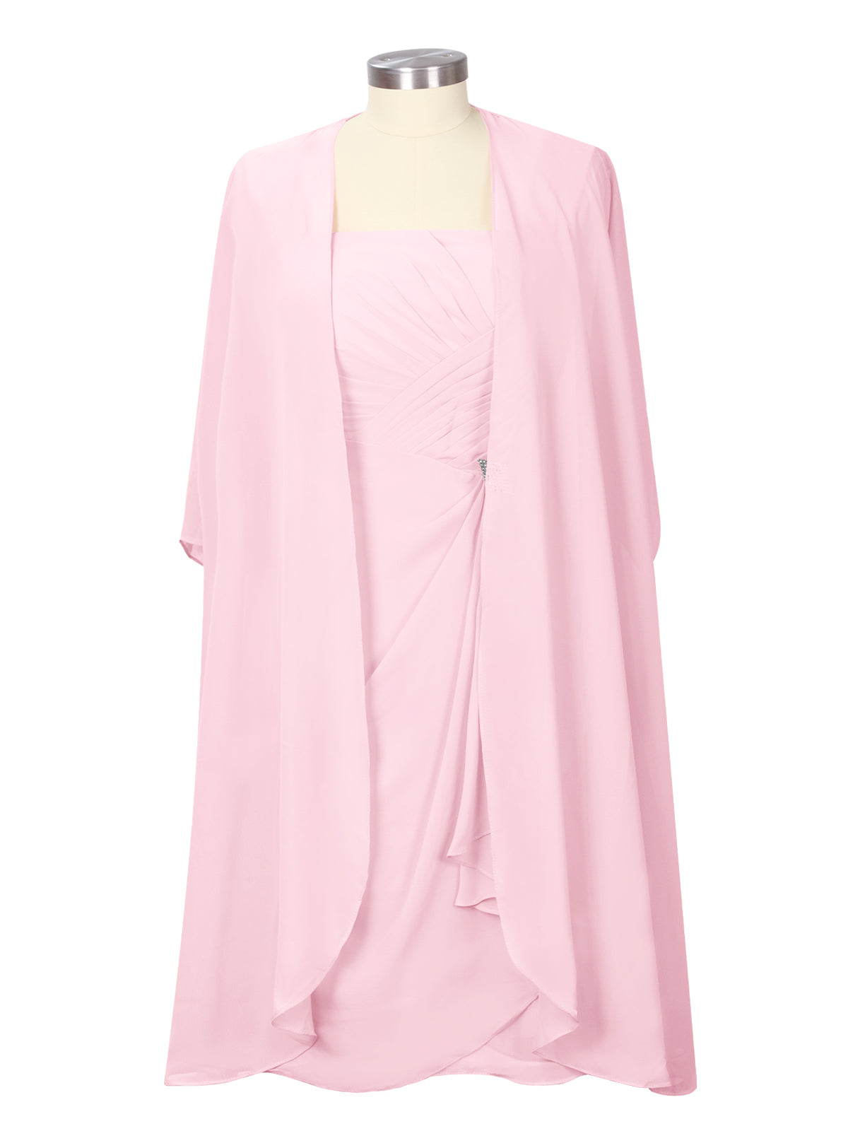 Ruched Chiffon Two-Piece Dress Set 