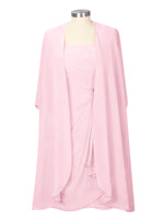 Ruched Chiffon Two-Piece Dress Set 