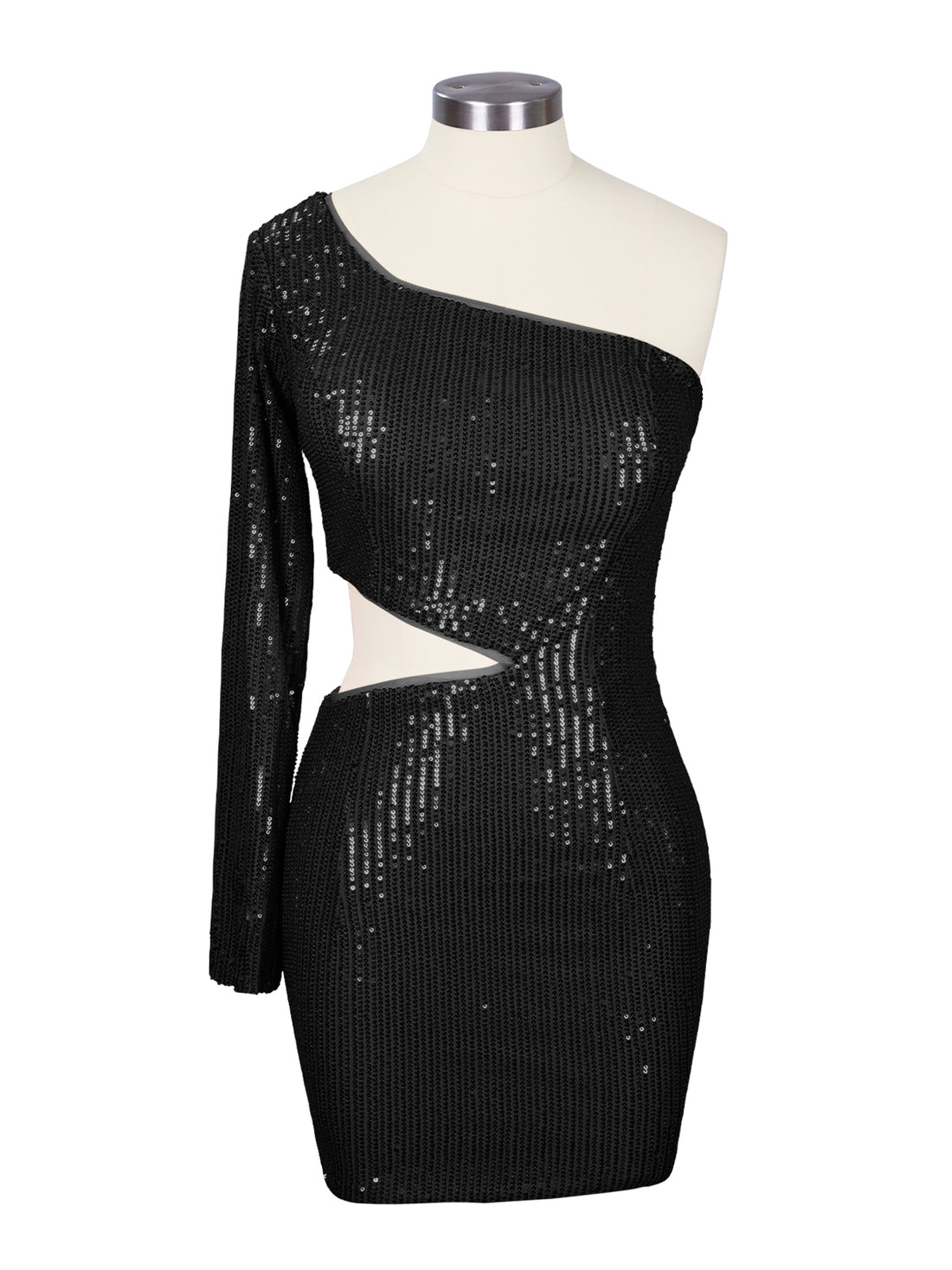 Waist Cutout One Shoulder Mini Dress 