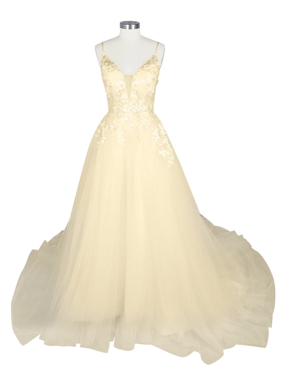Illusion Spaghetti Straps Wedding Dress 