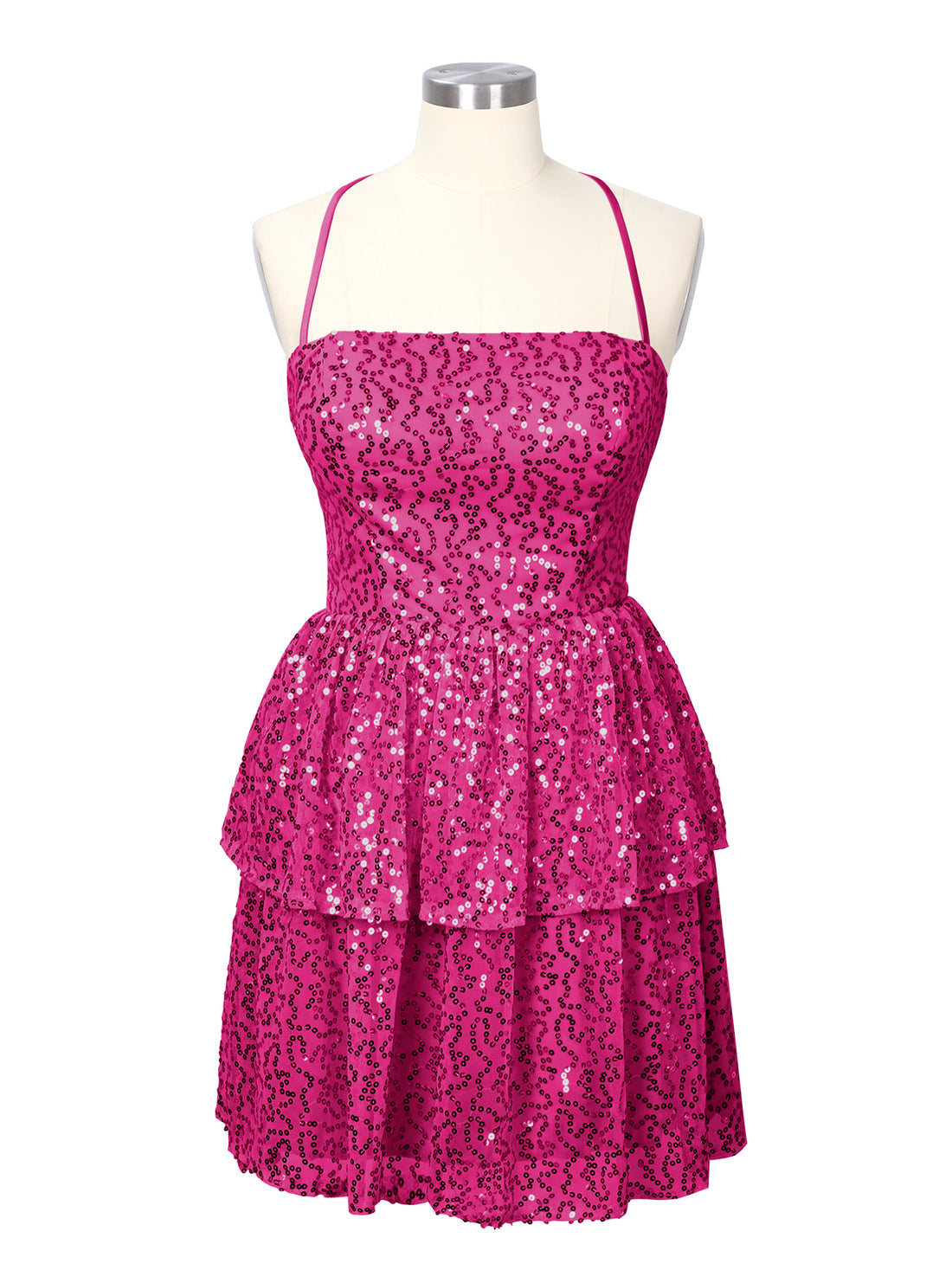 Sequined Halter Flare Mini Dress 