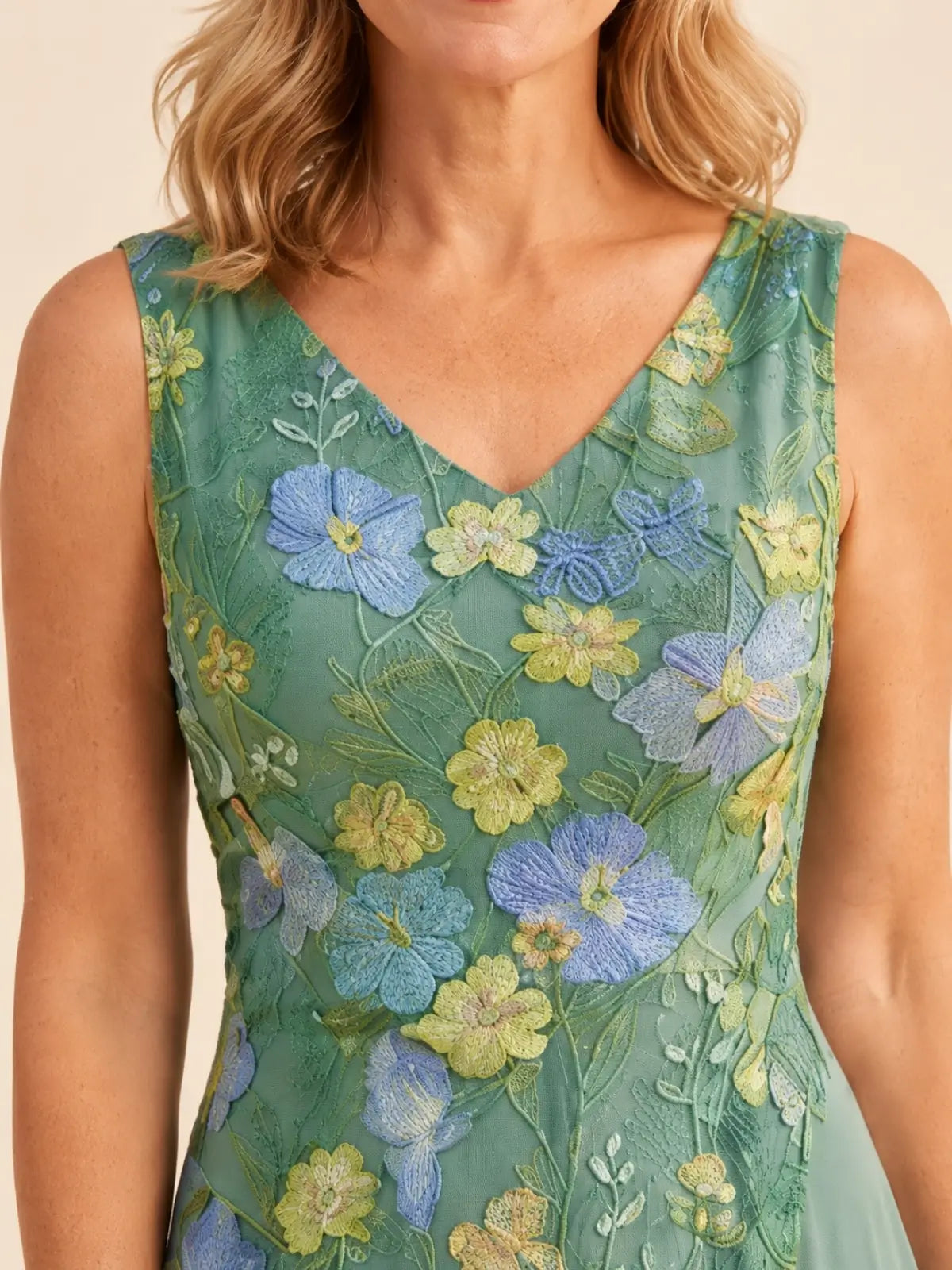 Lace Mother of the Bride Dress with Applique Details