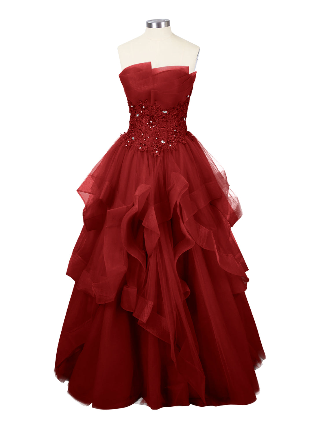Tiered Strapless Prom Dress 