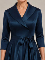Surplice Neck Mother of the Bride Dress with Sash