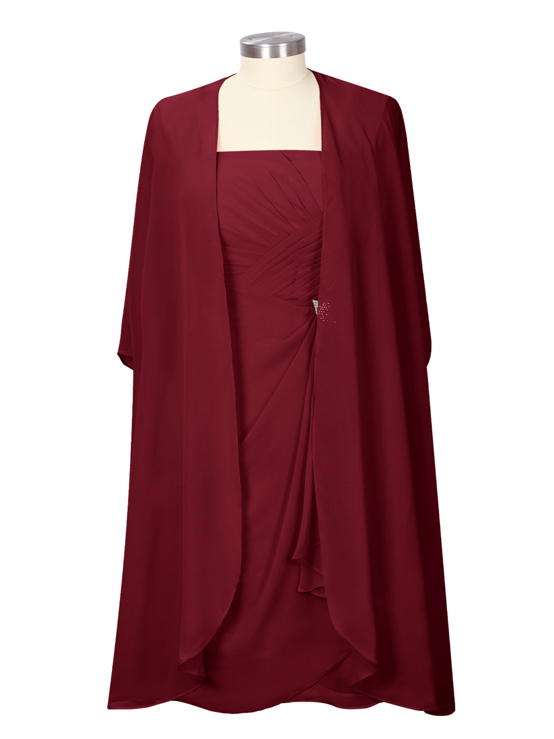 Ruched Chiffon Two-Piece Dress Set 