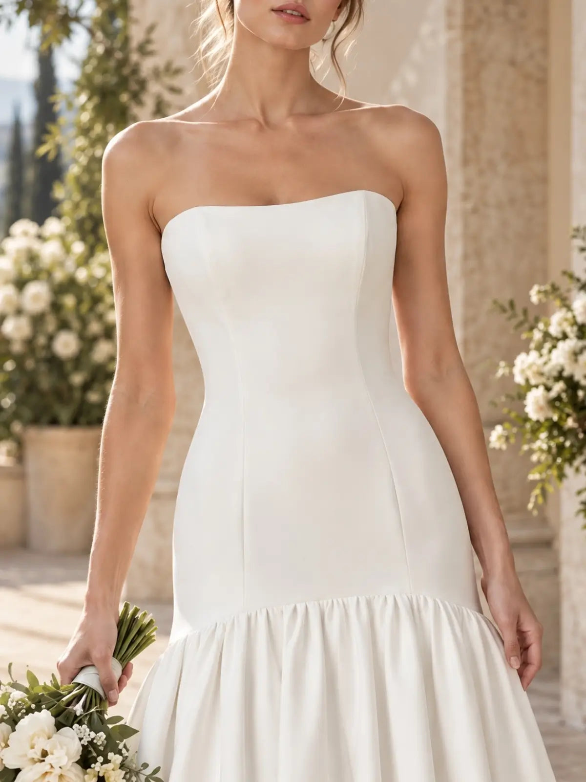 Sheath Wedding Dress with Sweep Train Detail