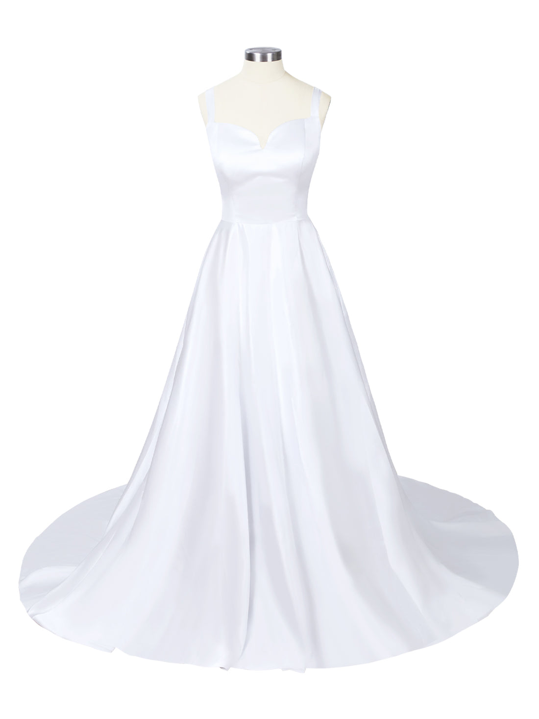 Sweetheart Satin Chapel Train Wedding Dress 