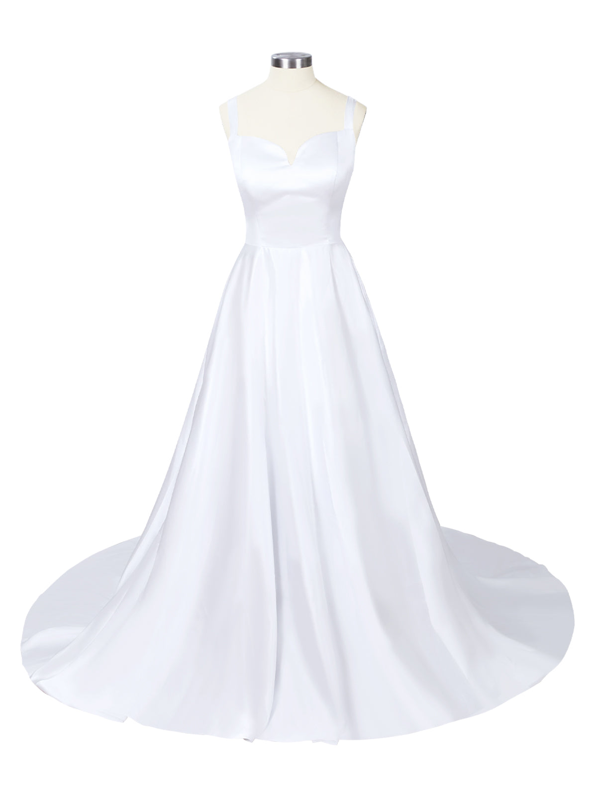 Sweetheart Satin Chapel Train Wedding Dress 