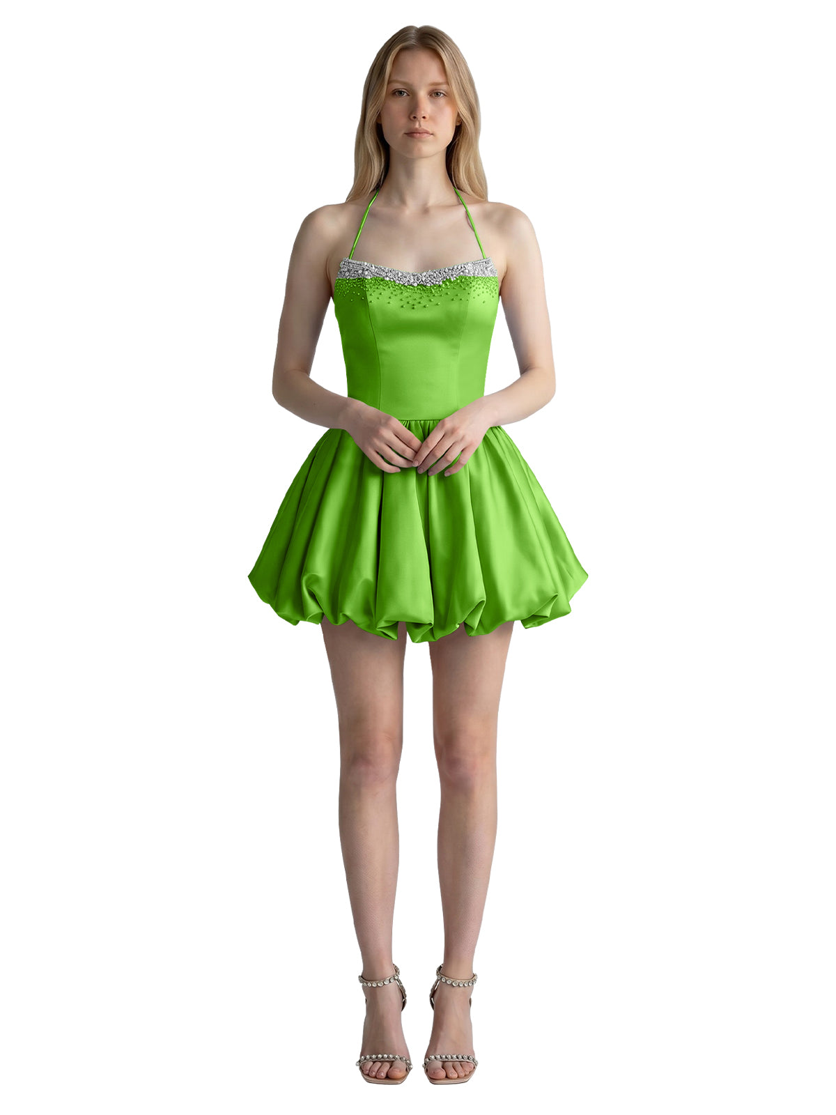 Beading Bubble Hem Mini Dress 