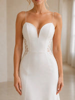 Chiffon Wedding Dress with Open-Back Design