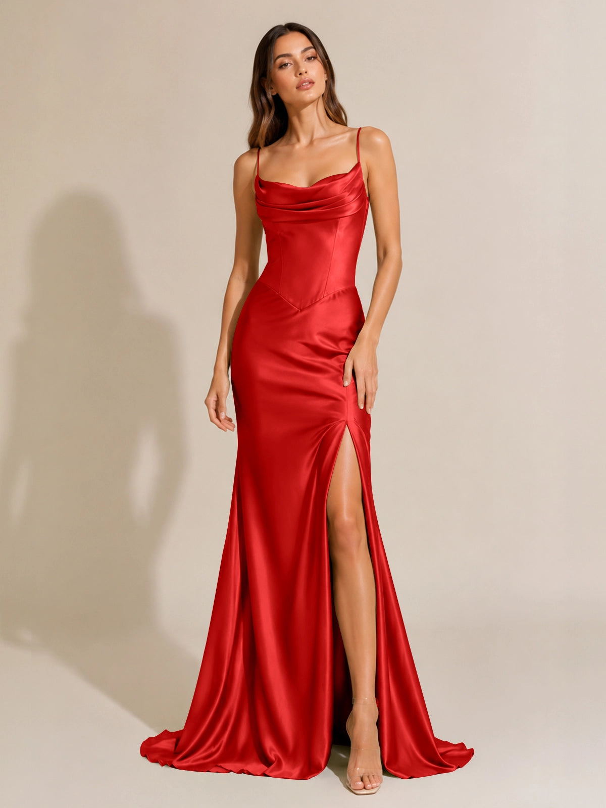 Sheath Bridesmaid Dress with High Slit 