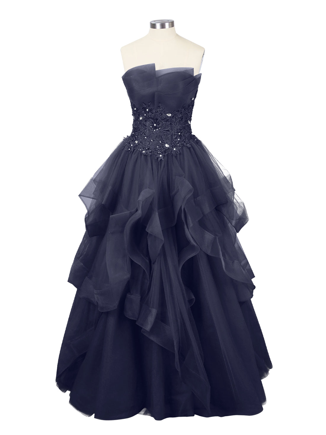 Tiered Strapless Prom Dress 