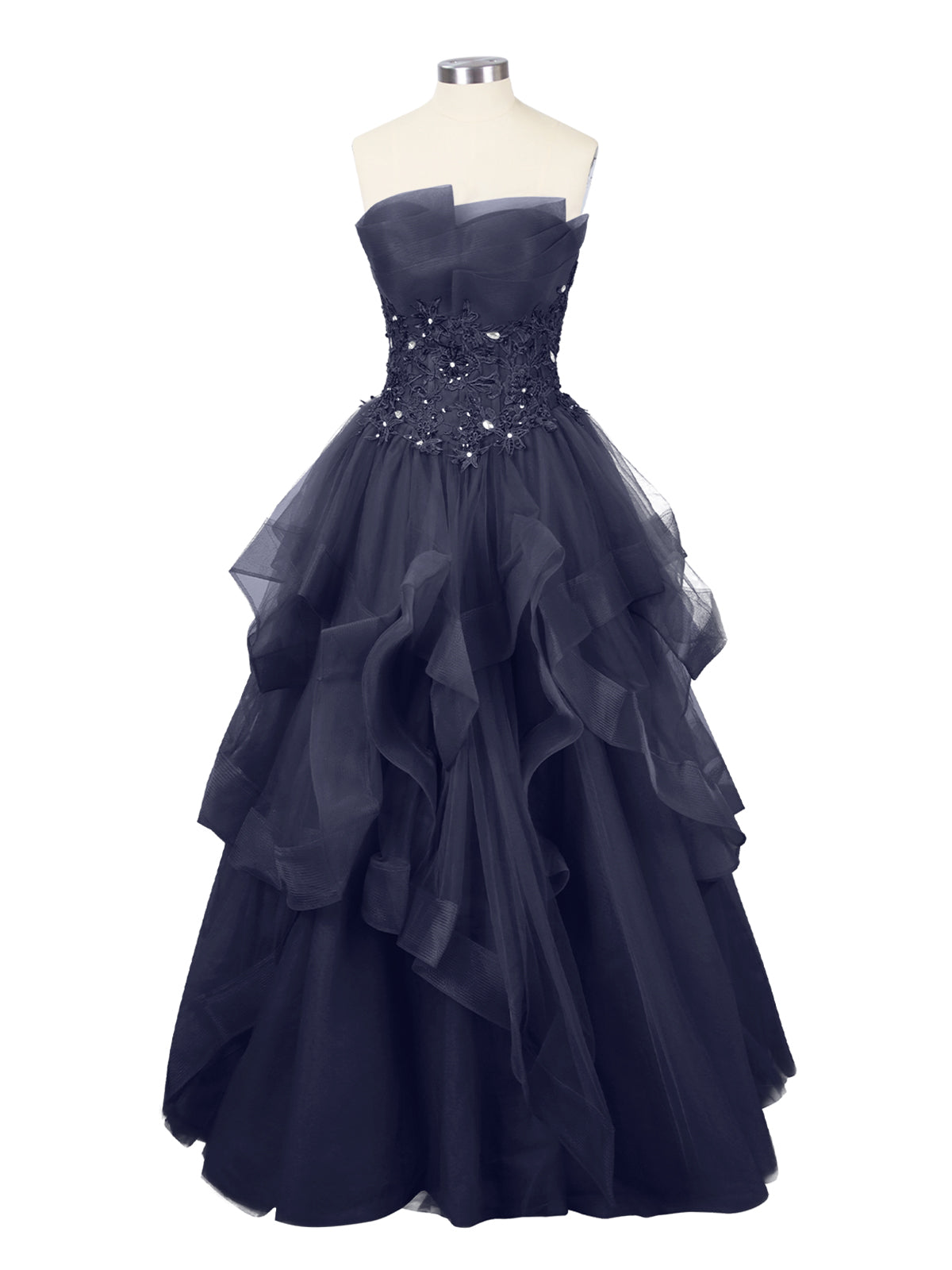 Tiered Strapless Prom Dress 