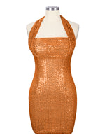 Halter Sequin Sheath Mini Dress 