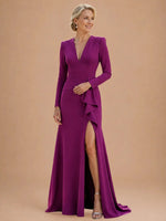 Stretch Crepe Mermaid Mother of Bride Dress with High Slit 
