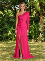 One-Shoulder Mother of the Bride Dress with Appliques