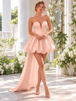 A-Line Homecoming Dress with Long Back Bow