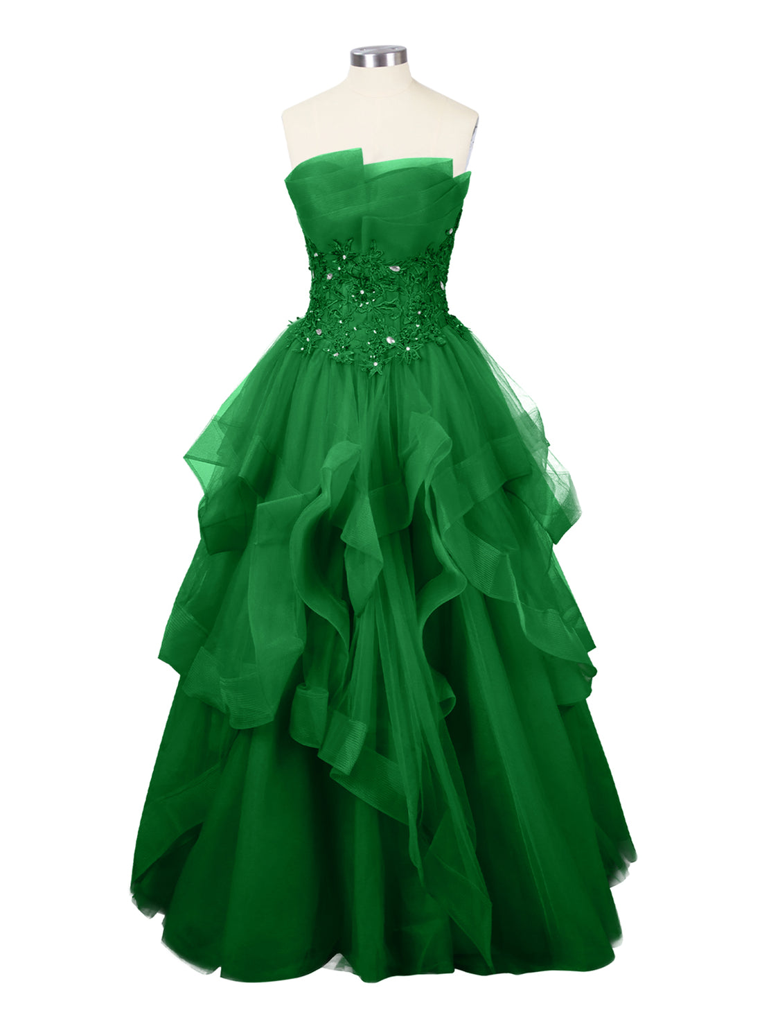 Tiered Strapless Prom Dress 