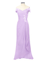 Off-Shoulder Chiffon Sheath Dress 