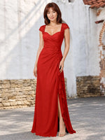 Chiffon Mother of the Bride Dress with Lace Appliques 