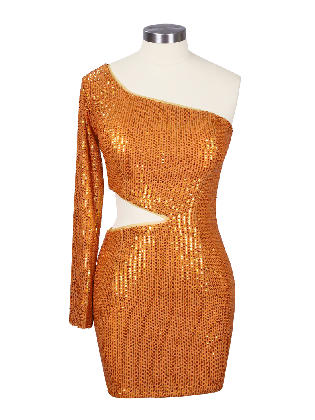 Waist Cutout One Shoulder Mini Dress 