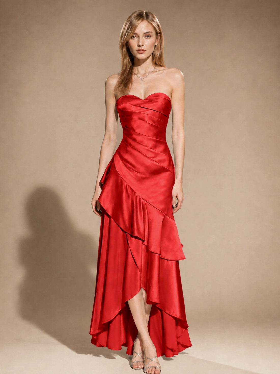 Strapless Prom Dress with Tiered Ruffles 