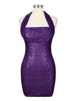 Halter Sequin Sheath Mini Dress 